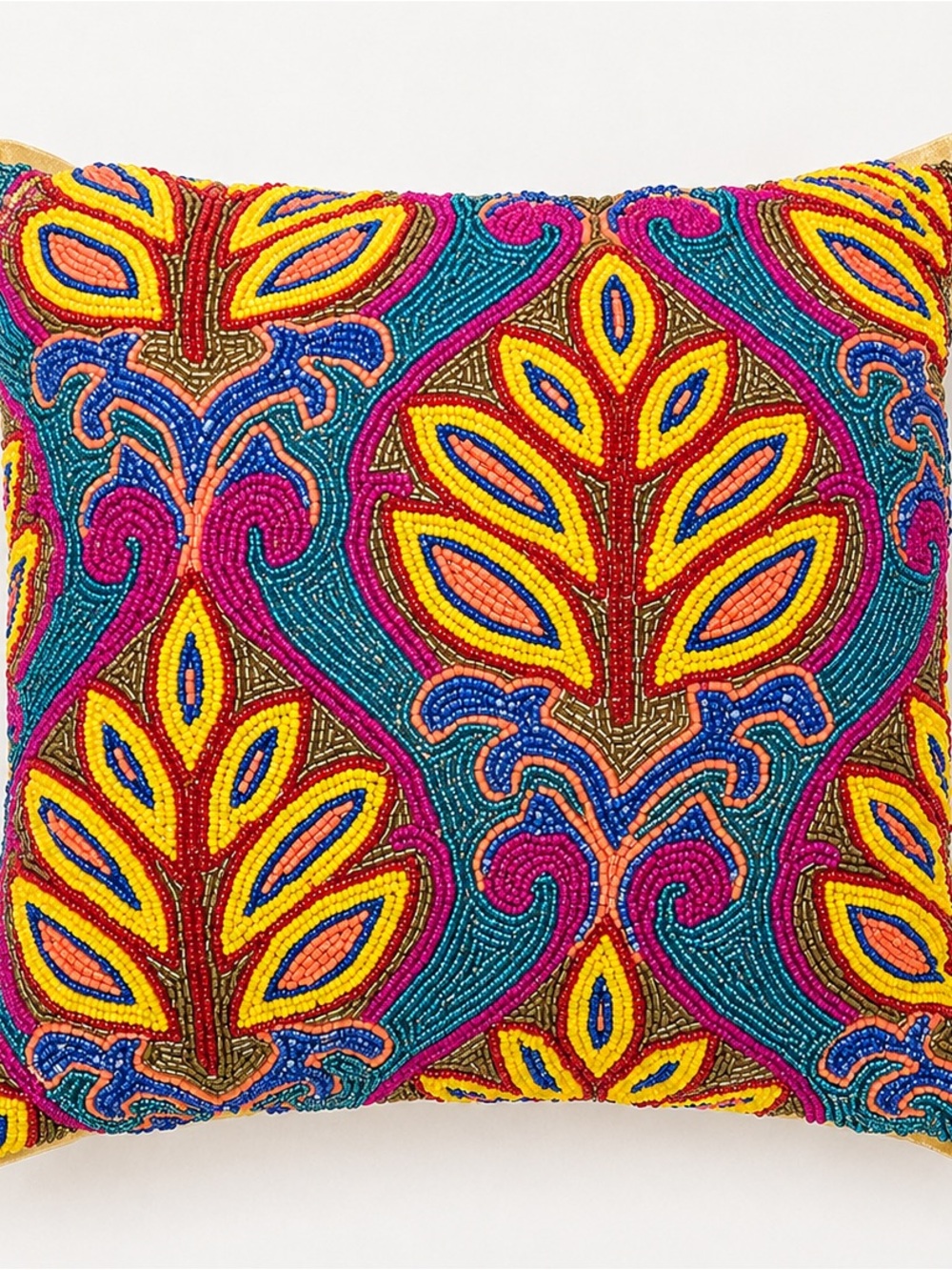 Beaded Floral Accent Pillow